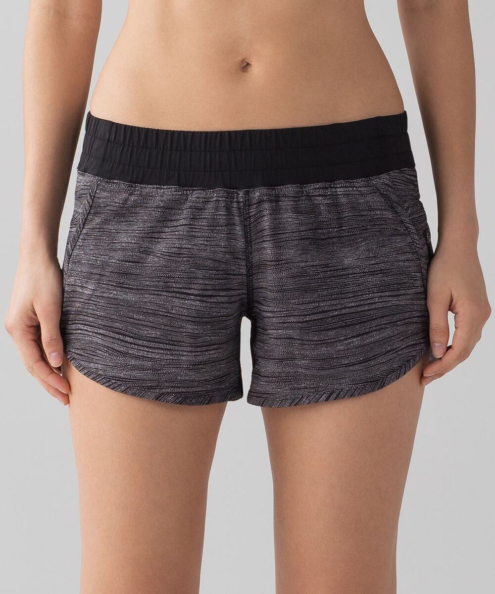 Lululemon Tracker Short IV Womens Size 12 Gray Black 4-way Stretch Slash Pockets